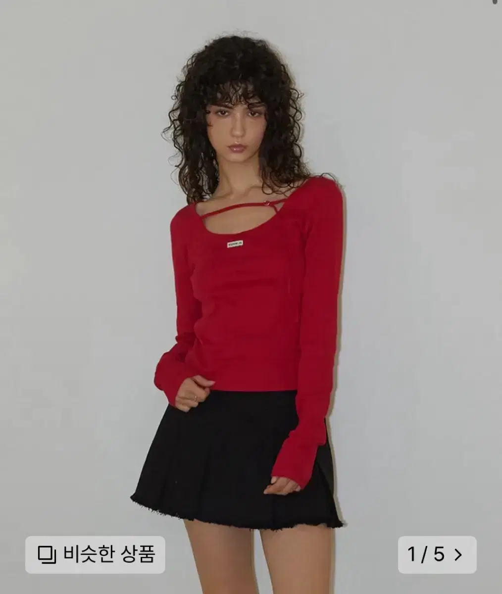 렌세 LENSE Back Point Boat Neck Sleeve Red